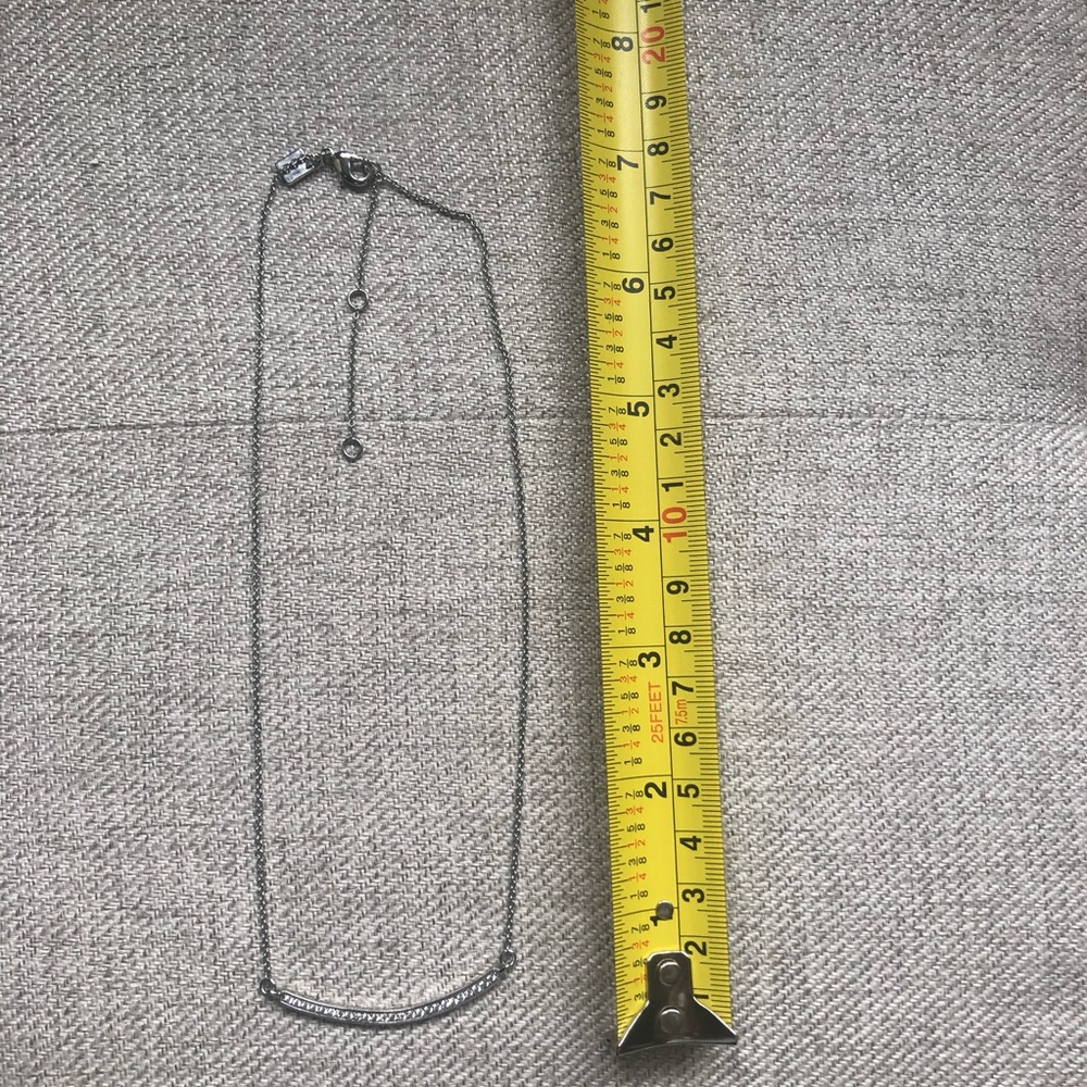 Delicate silver and rhinestone BR necklace